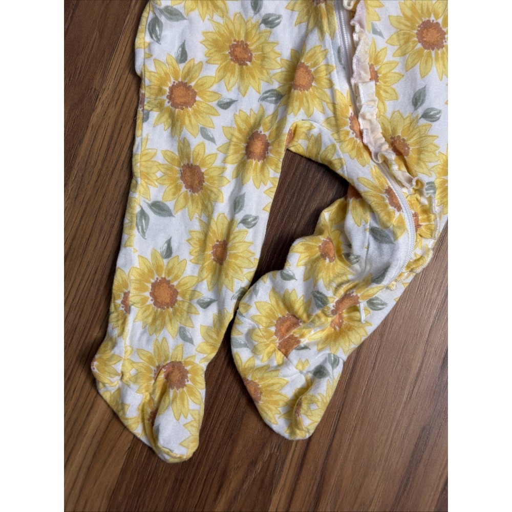 Milkberry Baby Girls 3-6 Months Sunflower Footie Sleeper Pajamas Ruffle Bum - Picture 3 of 6